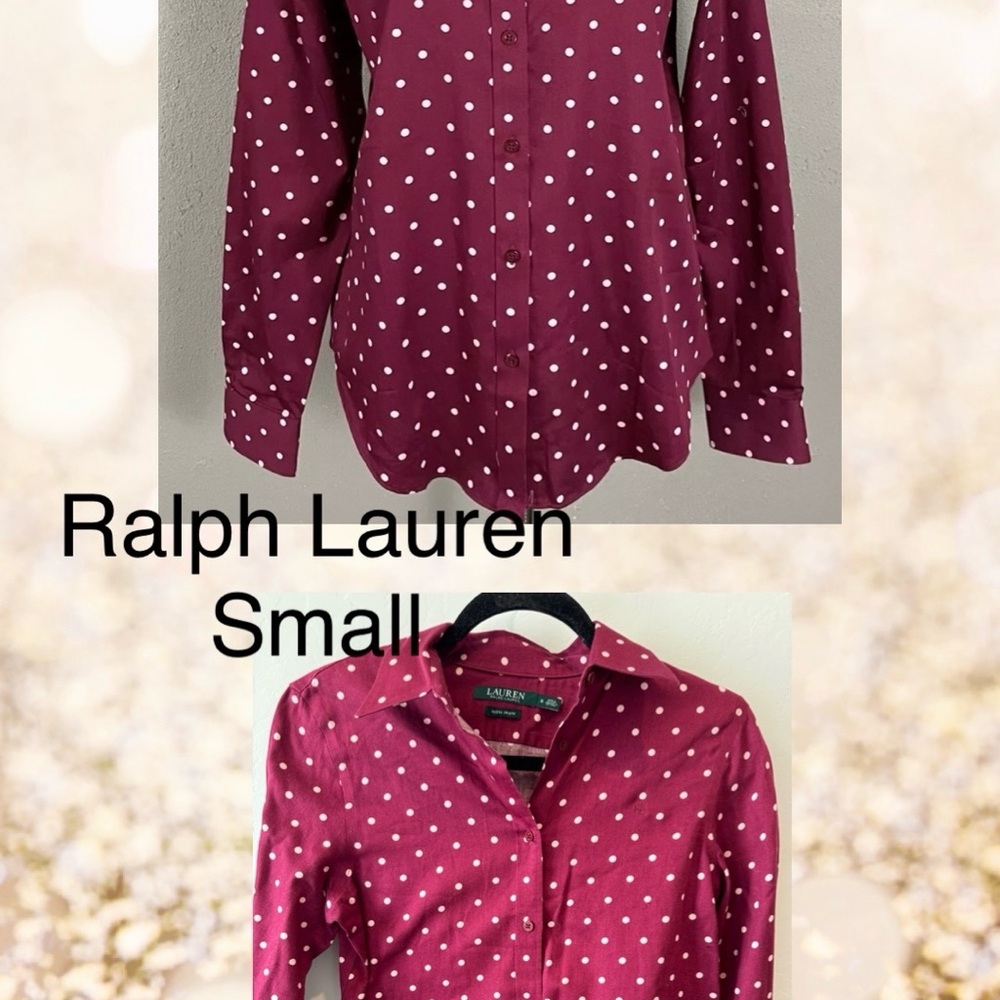 Ralph Lauren Burgundy Polka Dot Shirt